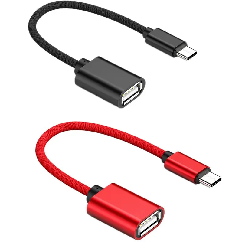 

Адаптер USB Otg Type C-USB 2 шт., быстрая зарядка Otg, зарядное устройство Type-C, нейлоновый плетеный кабель для передачи данных, преобразователь, черный...