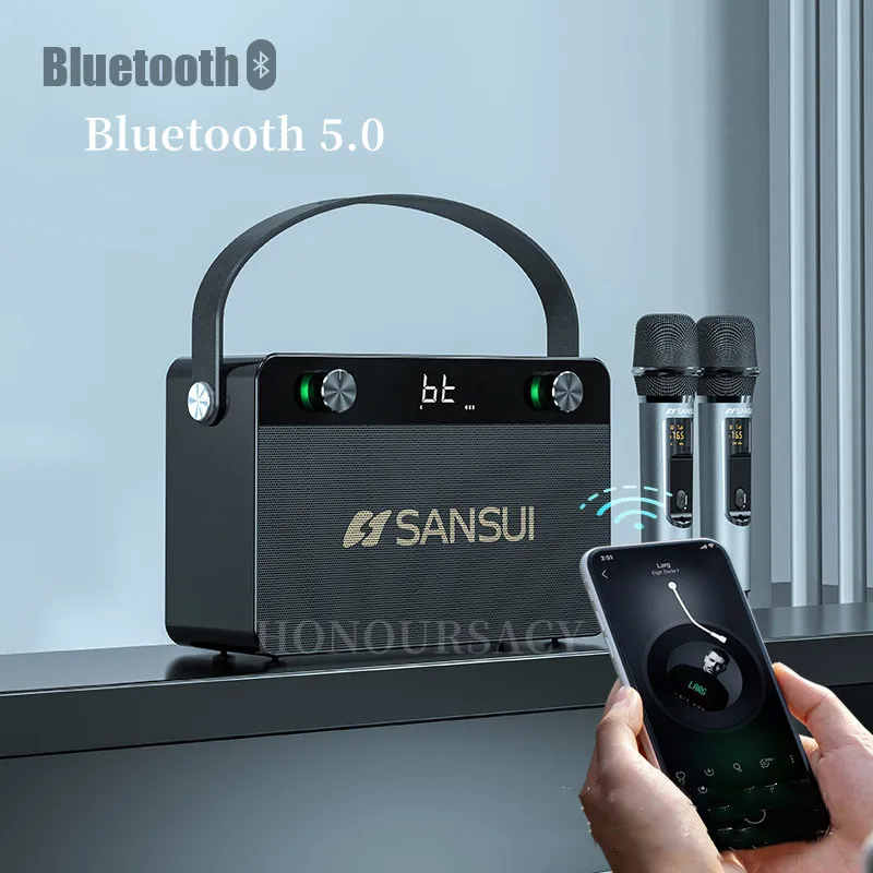 

SanSui 1200W Peak Karaoke Bluetooth Speaker Portable Column Home Theater KTV Amplifier 360 Stereo Outdoor Subwoofer Boombox