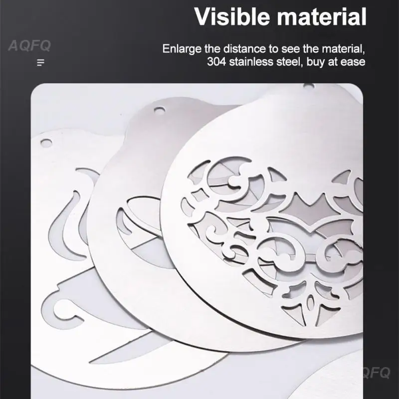 

5 шт./набор, трафареты для кофе, из нержавеющей стали