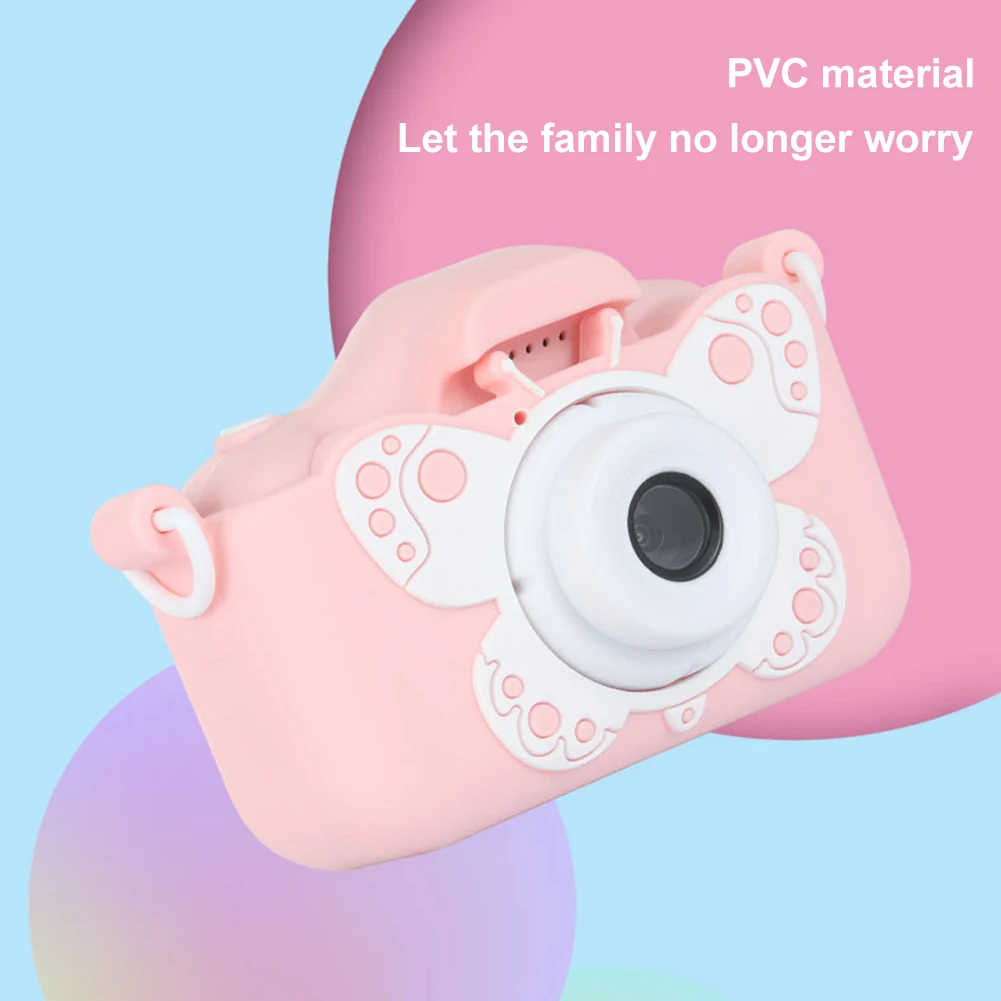 

20MP Video Camera Dual Lens HD Kids Video Camera 2.0 Inch Screen Children Digital Camera with Lanyard Butterfly Educational Toys