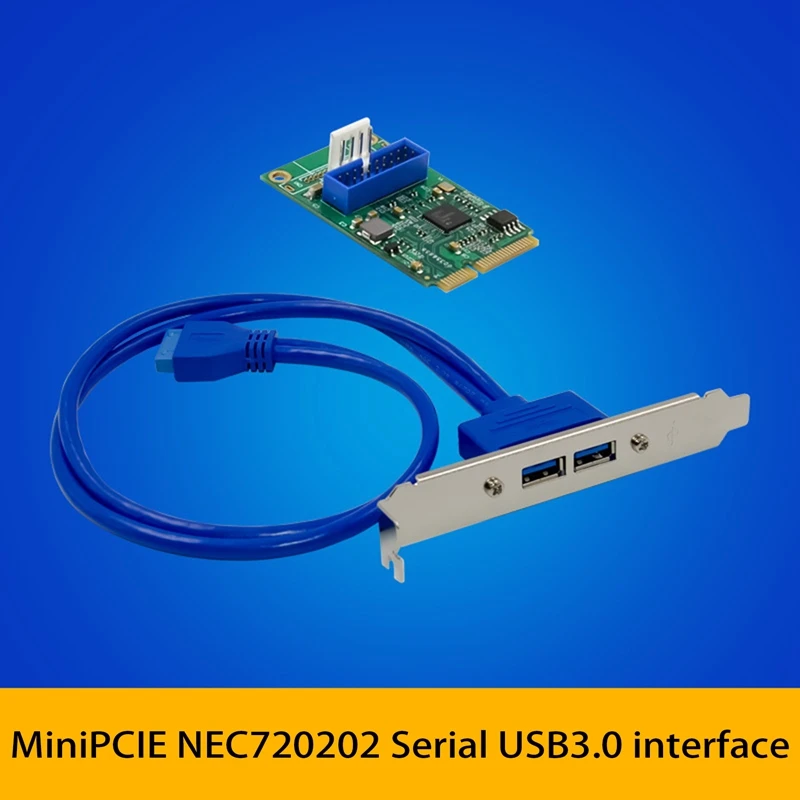 

Mini PCIE to 19PIN USB3.0 Dual Port Network Card Mini PCI NEC720202 Expansion Card for Desktop Computers