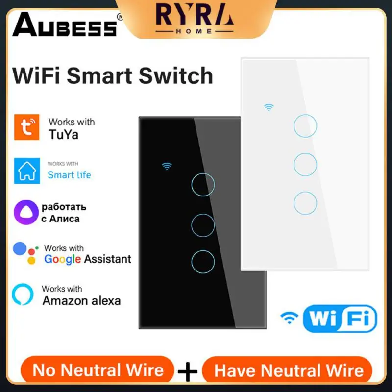 

Multi-function App Control Tuya Wif Smart Remote Control Tempered Glass Neutral Wire/no Neutral Wire Smart Switch Smart Home