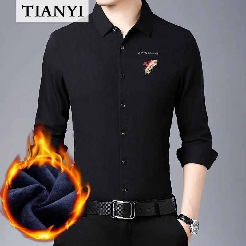 High-end quality luxury men's shirts men's slim long-sleeved shirts trendy handsome embroidered shirts thin korean clothes