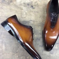 luxury brand leather fashion mens business dress shoes pointy brown oxford shoes breathable and elegant wedding shoes