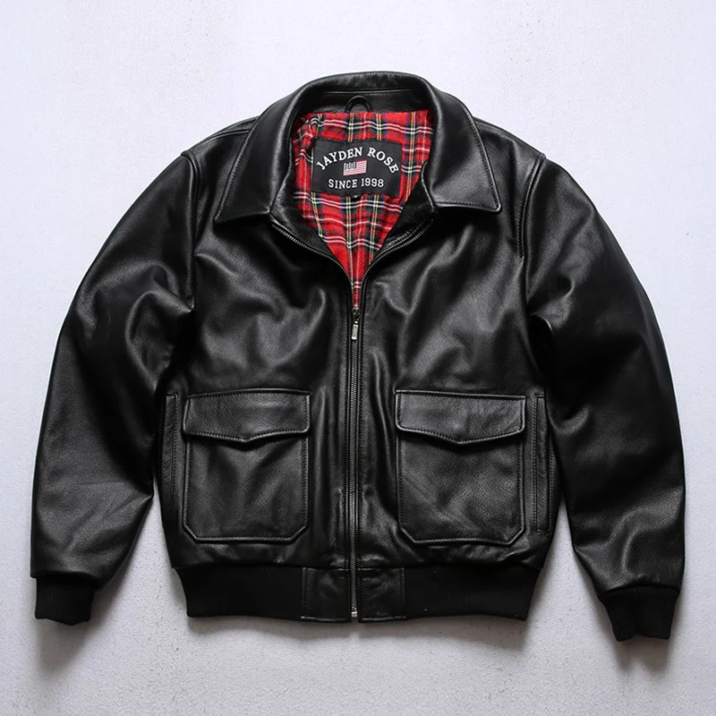 

Size Asian Air Force G1 Pilot Warm Genuine Cow Leather Coat Cowhide Bomber Jacket