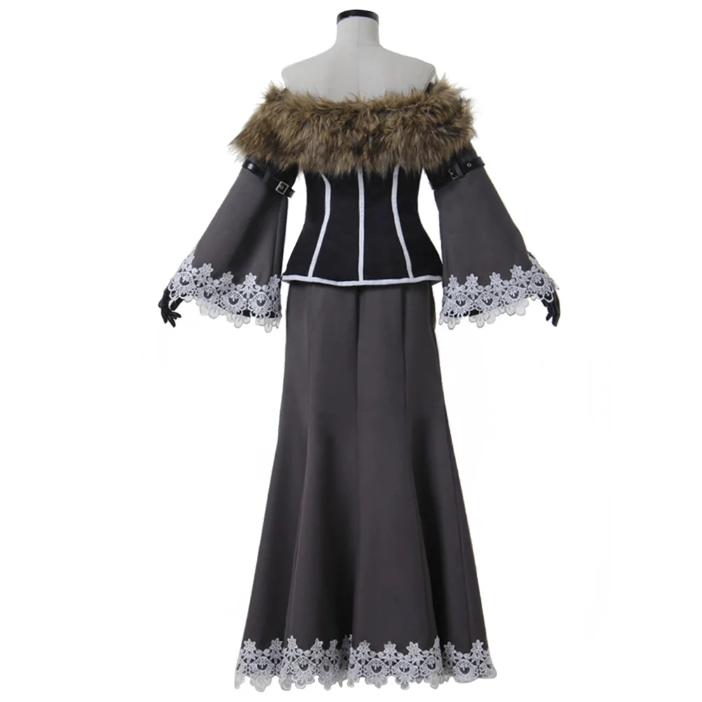 Игра FFX LuLu Косплей Черный Костюм Мажа Женское Ретро Платье С Открытыми Плечами