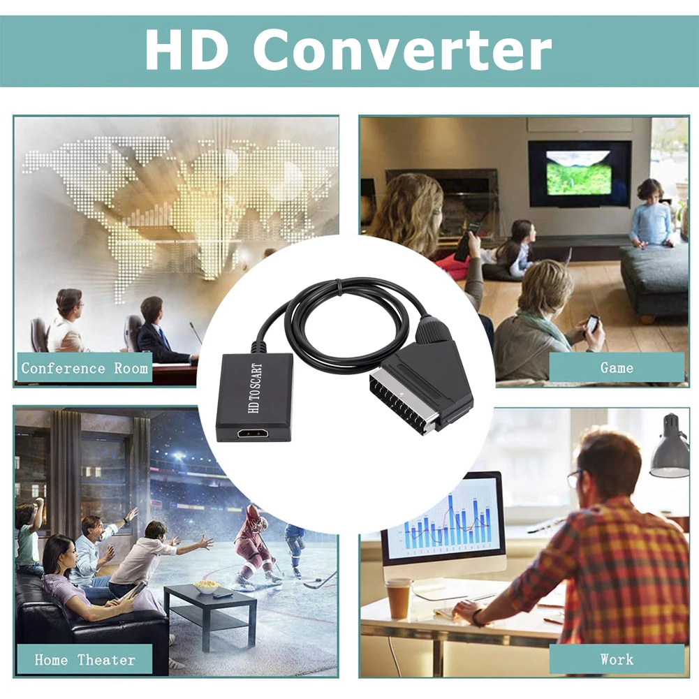 HDMI-совместимый кабель Scart портативный 720P / 1080P видео аудио адаптер