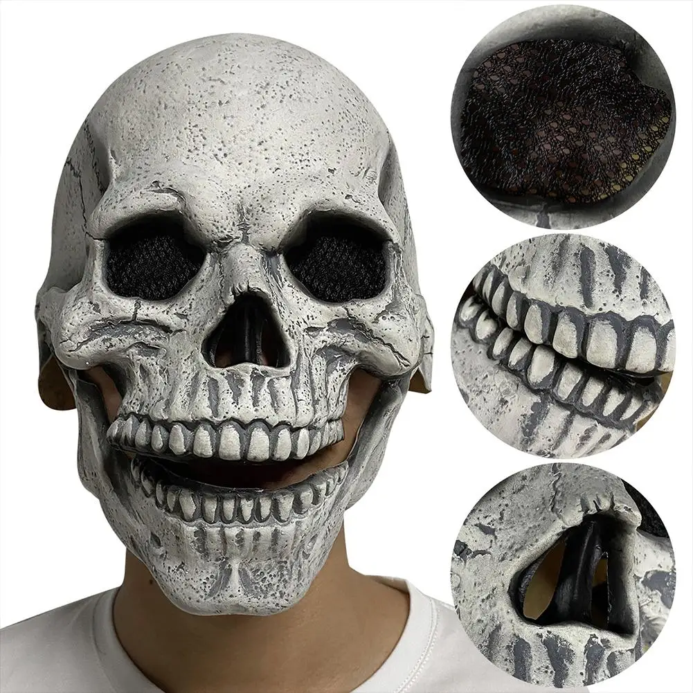

Halloween Horror Mask Jaw Mouth Moveable Skull Latex Mask Skull Cosplay Props