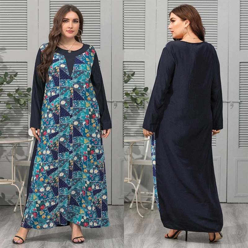 

Женское платье макси с длинным рукавом и круглым вырезом