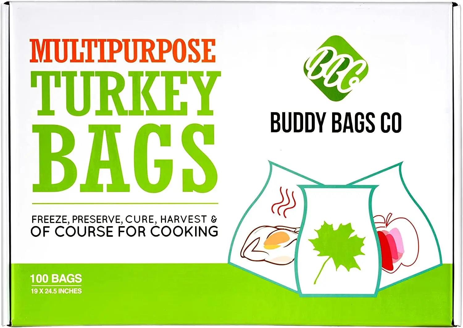

Co Multipurpose Turkey Oven Bags - 19" x 24.5" - 100 Pack Food storage containers Organizer Kitchen accessories Snack pouch Food