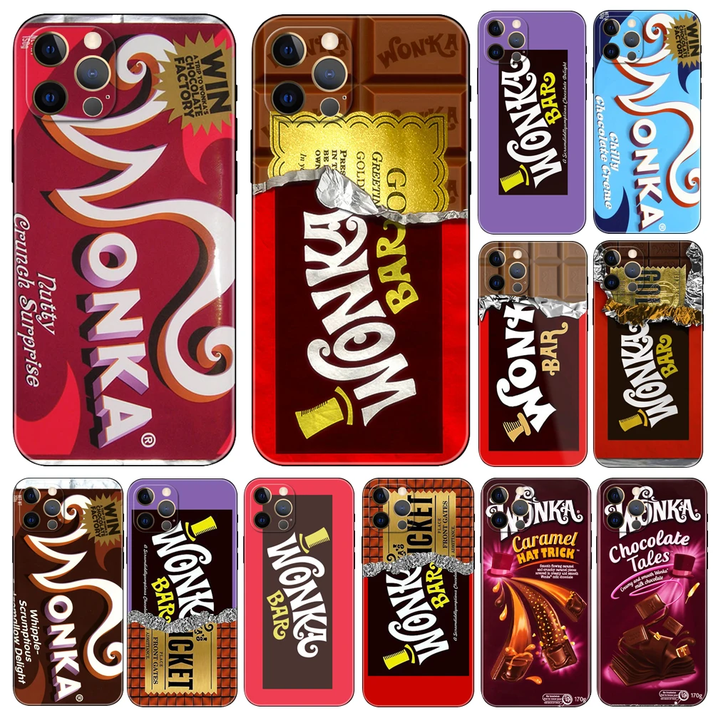 

Willy Wonka Chocolate Bar phone case for iphone 5 5s 2020se 6 6s 7 8 plus x 10 XR XS 11 12 13 mini pro MAX black tpu back cover
