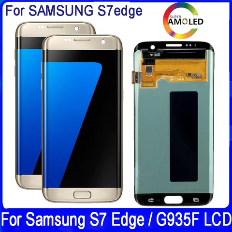 5,5 "Super AMOLED для Samsung S7 Edge G935 SM-G935F с жидкокристаллическим дисплеем Burn and Shadow + дигитайзер сенсорного экрана с рамкой
