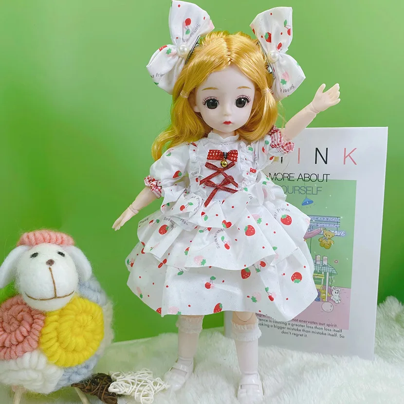 

30cm Bjd Doll 1/6 Cute Princess Bjd Toy For Girls 3D Real Eye 14 Moveable Joint Bjd Doll Children Diy Dress Up Toy Birthday Gift