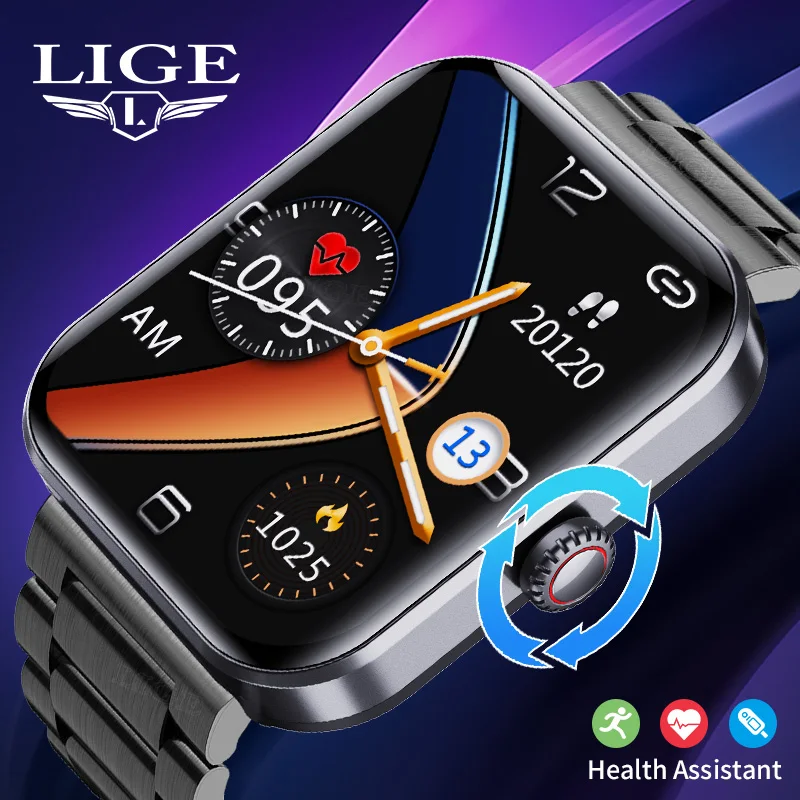 

Новые смарт-часы LIGE, мужские часы с Bluetooth и функцией вызова, температура тела, спортивные часы, фитнес-браслет, 1,9 дюйма, HD водонепроницаемые женские умные часы