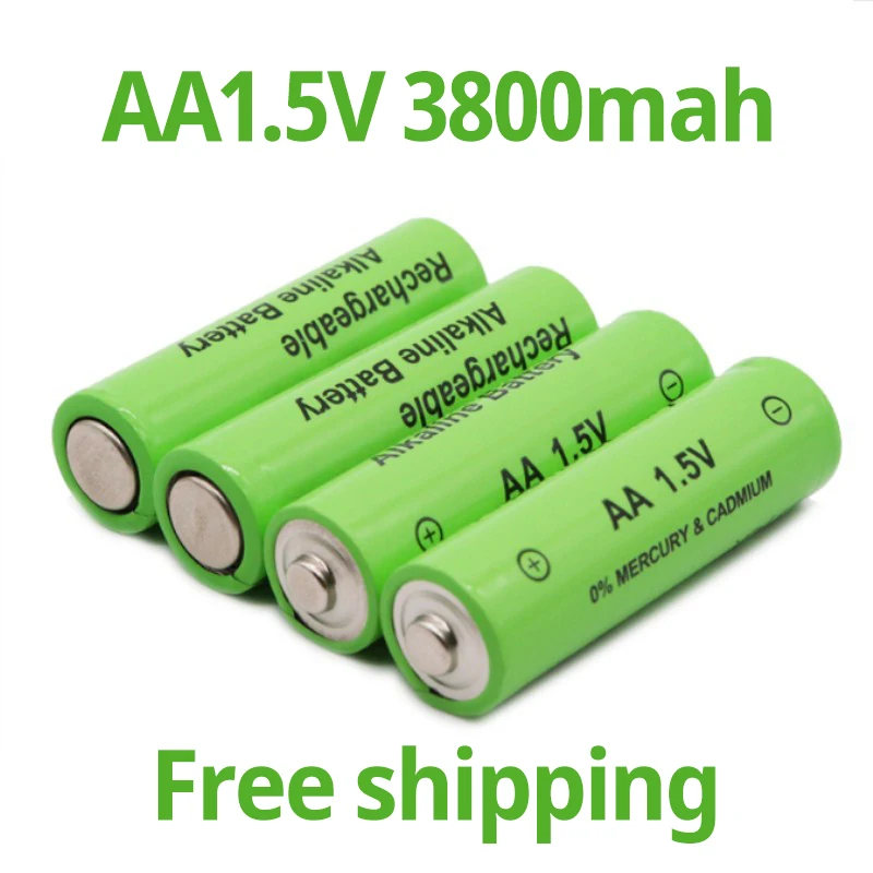 

Free shipping 100% New Brand AA rechargeable battery 3800mah 1.5V New Alkaline Rechargeable batery for led light toy mp3
