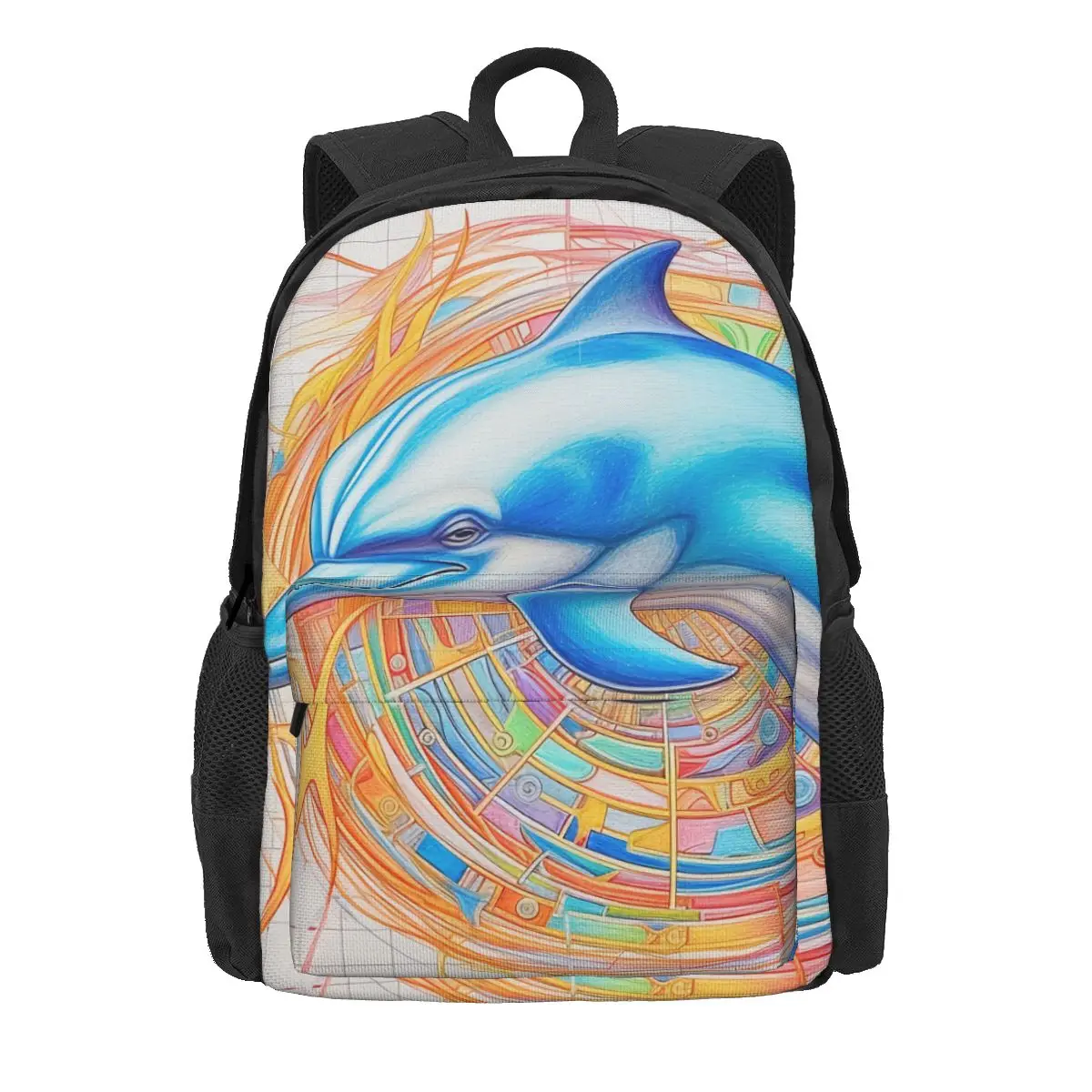 

Рюкзак-карандаш с дельфином, уличная одежда разных стилей для девушек, большие школьные ранцы в уличном стиле, цветной