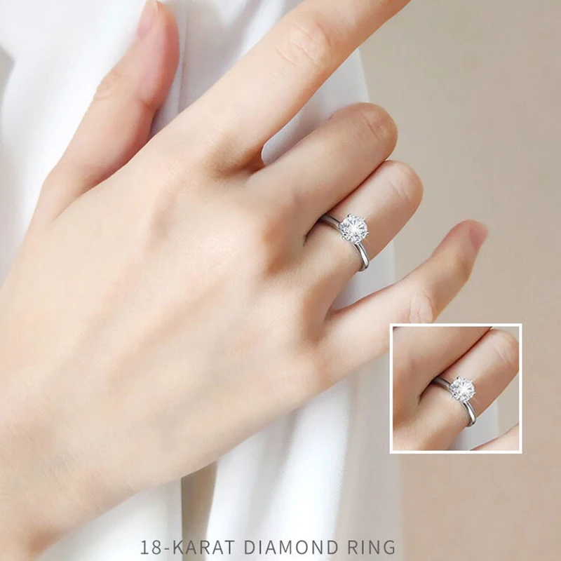 

Классическое кольцо с бриллиантами на 6 зубцах, D-образный цвет, 1 карат, Муассанит, VVS, кольцо с бриллиантом круглой огранки для женщин, обруча...