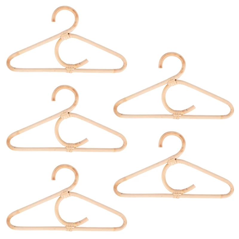 

Retail 5X Rattan Clothes Hanger Style Kids Garments Organizer Rack Children Hanger Kids Room Decoration Hanger For Clothes
