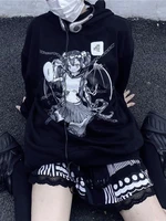 deeptown gothic streetwear anime print hoodies women harajuku hip hop oversized black sweatshirts crewneck loose tops emo punk