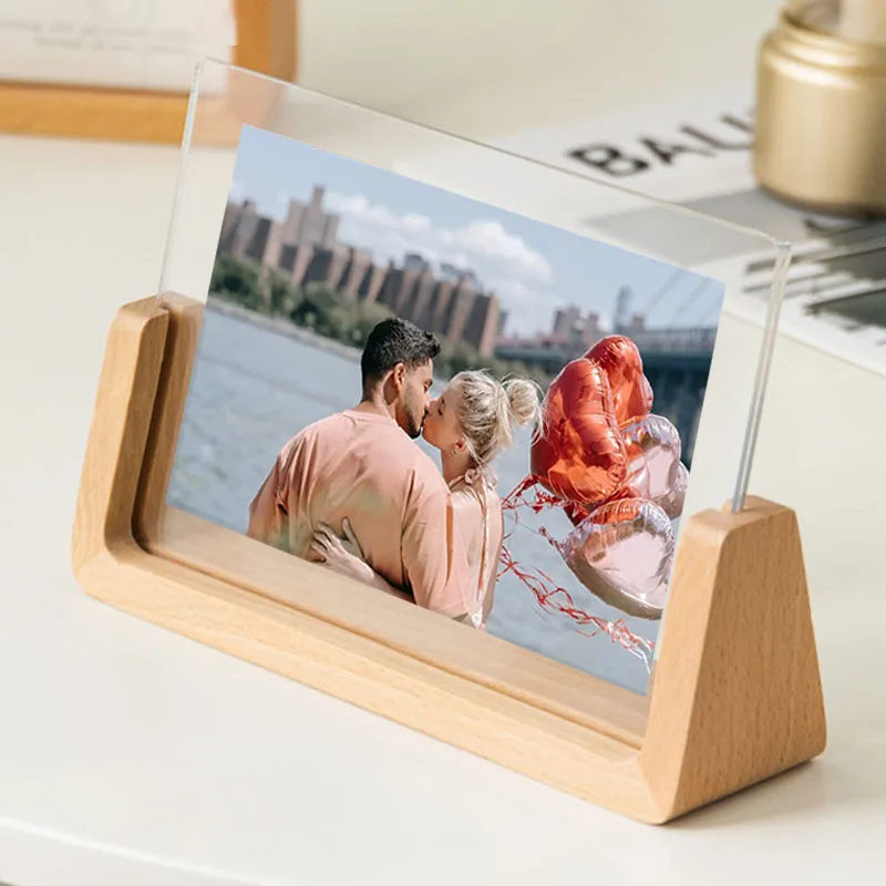 

Simple Set Photo Transparent Frame Beech Creative Photo Desktop Acrylic Decor Shape Wood Picture Frame Frame Photo Frame