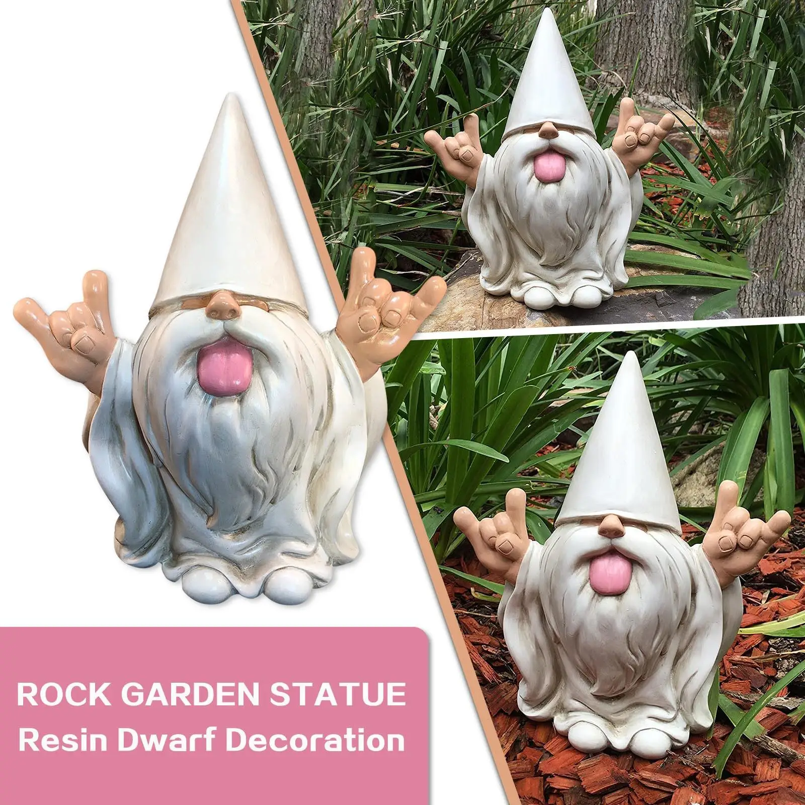 

Resin Naughty Garden Gnome Garden Decoration 5 Inch Statue White Old Man hanging chair swing for bedroom