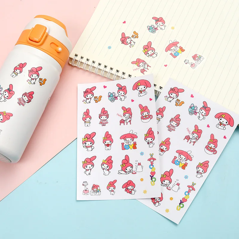 

Kawaii Sanrio прозрачный стикер из ПВХ My Melody Kuromi Cute Sticker Waterproof Cinnamoroll мультяшная наклейка на руку