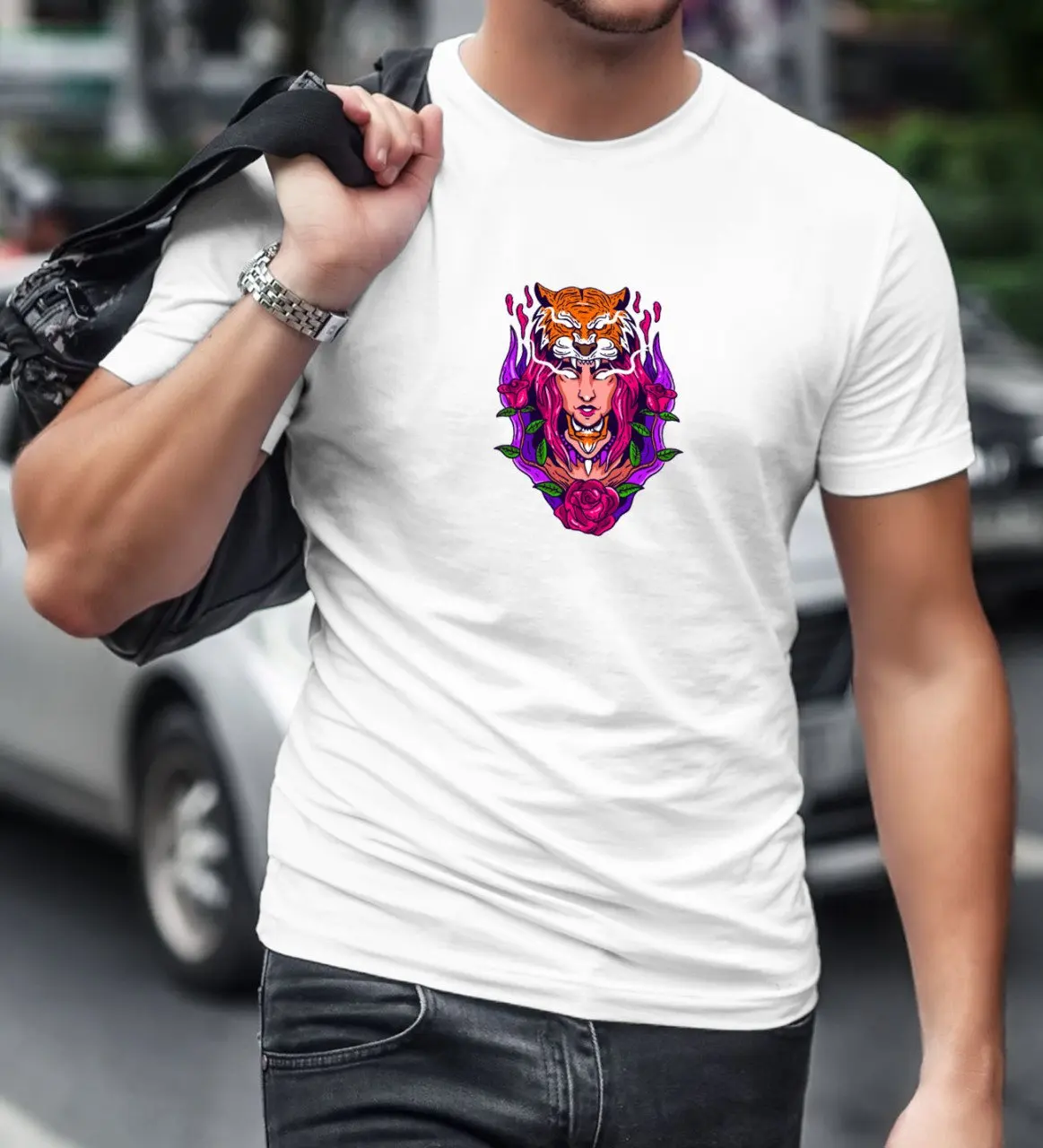 

BK Gift Tiger Design White T-Shirt-2