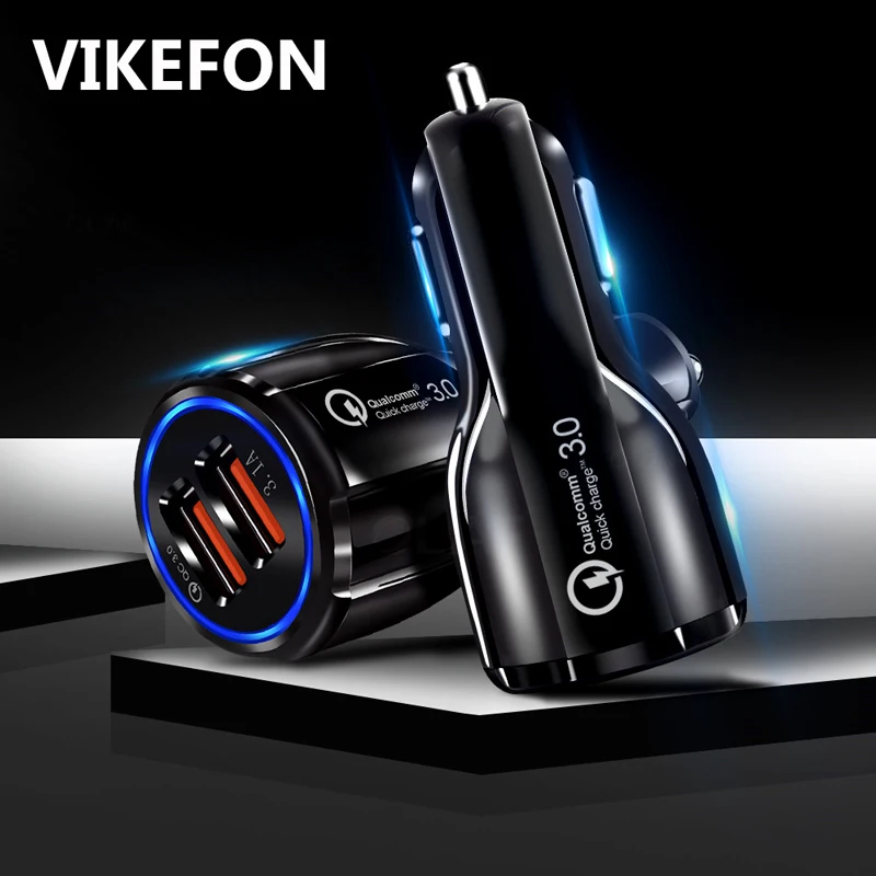 

VIKEFON USB Car Charger Quick Charge 3.0 QC 3.0 Mobile Phone USB Type C Fast Charging for iPhone X Samsung Xiaomi Car-Charger