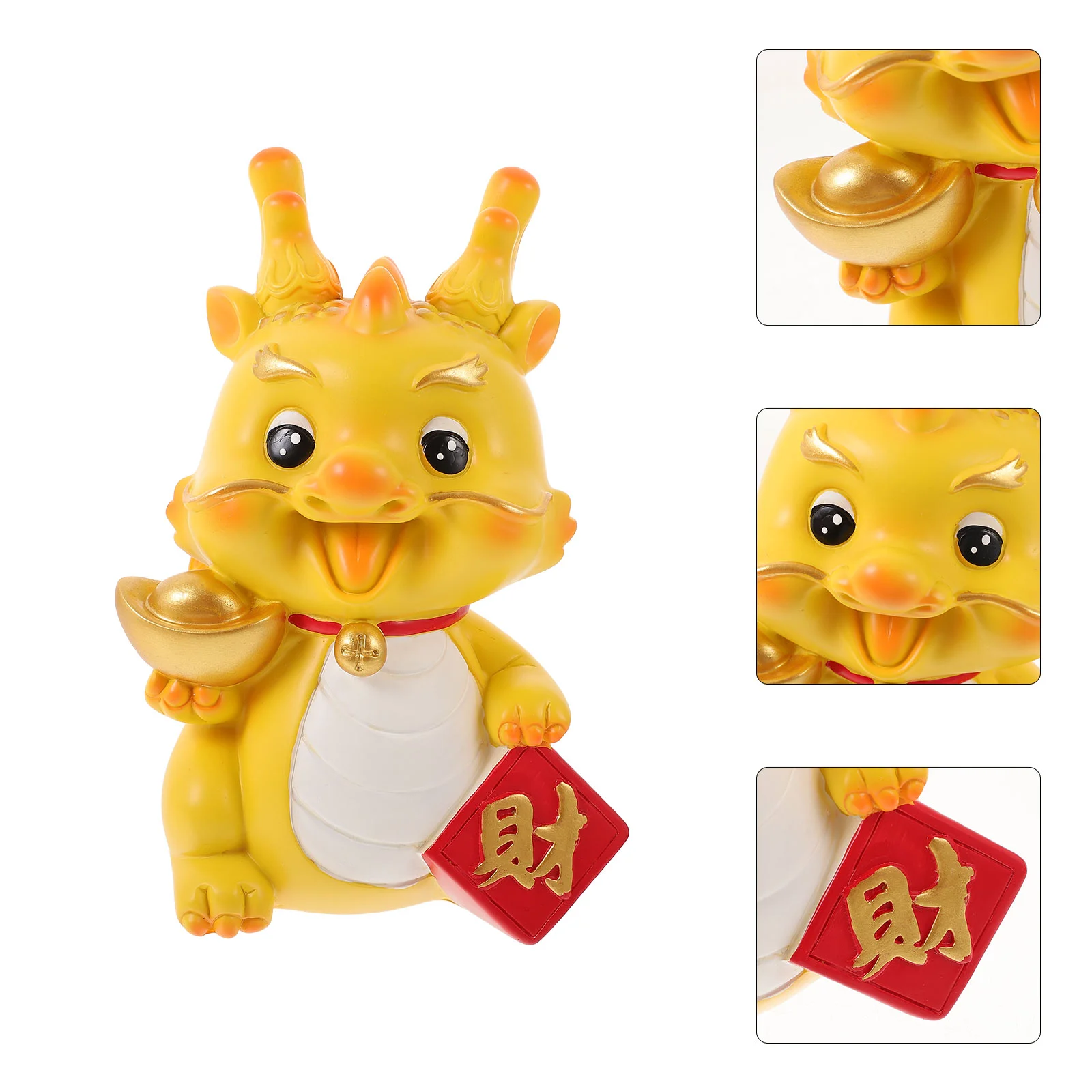 

New Year Money Jar Decorative Crafts Cartoon Ornament Dragon Saving Pot Desktop Zodiac Model Storage Resin Statue