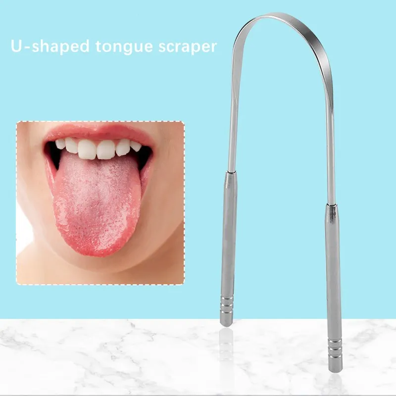 

1PC Stainless Steel Tongue Scraper Brush Cleaning Scraper Oral Care Keep Fresh Breath Improve Oral Hygiene Tongue Cleaner Tools