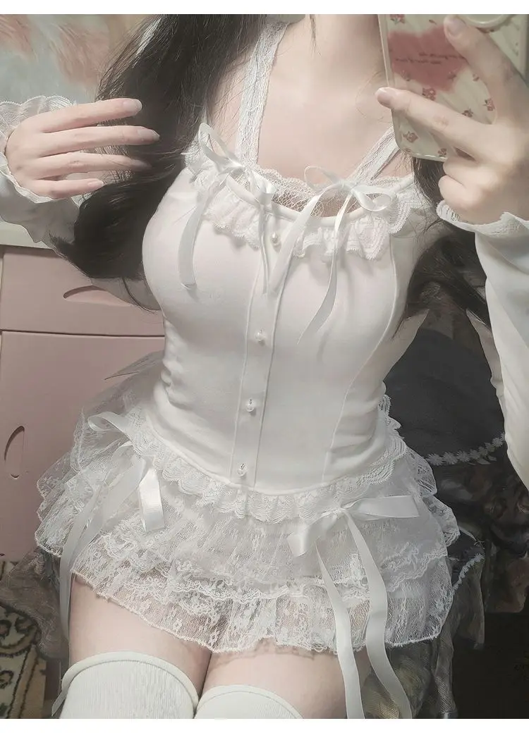 Кружевные летние юбки Y2k для девушек женская одежда белая мини-юбка с высокой