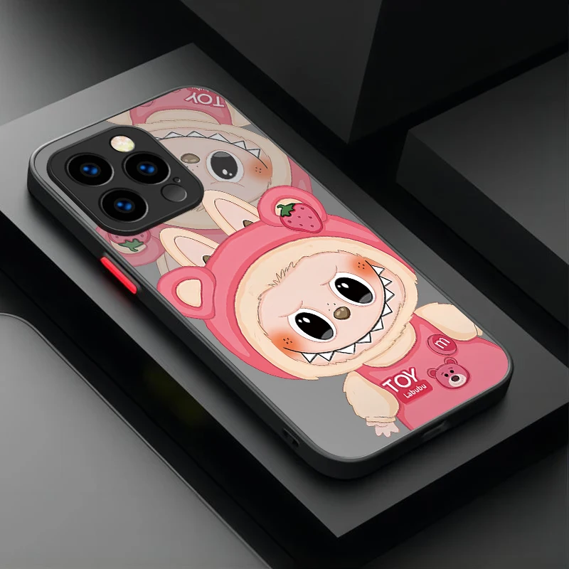Cartoon Cool Labubu Phone Case For iPhone 16 15 14 13 12 11 Pro Max X XR XS 7 8 Plus SE 2020 Shockproof Matte Hard Bumper Cover
