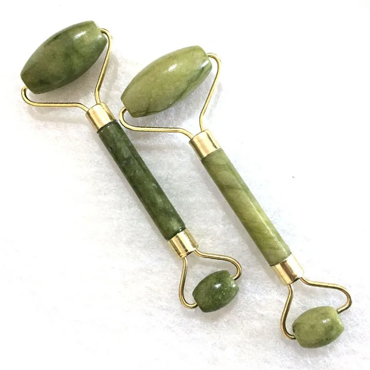 Роликовый массажер для лица с двойной головкой нефритовый похудения шеи головы