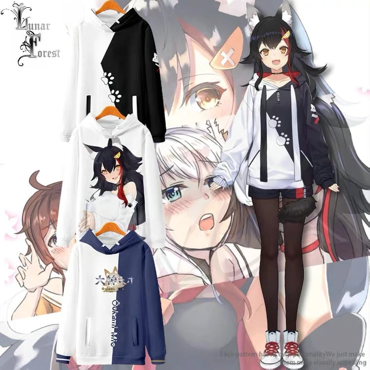 

2022 VTuber Ookami Mio 3D Printing Men/Women Autumn Fashion Hoodies Sweatshirt Long Sleeves Pollover Plus Si 100-4XL Oversized