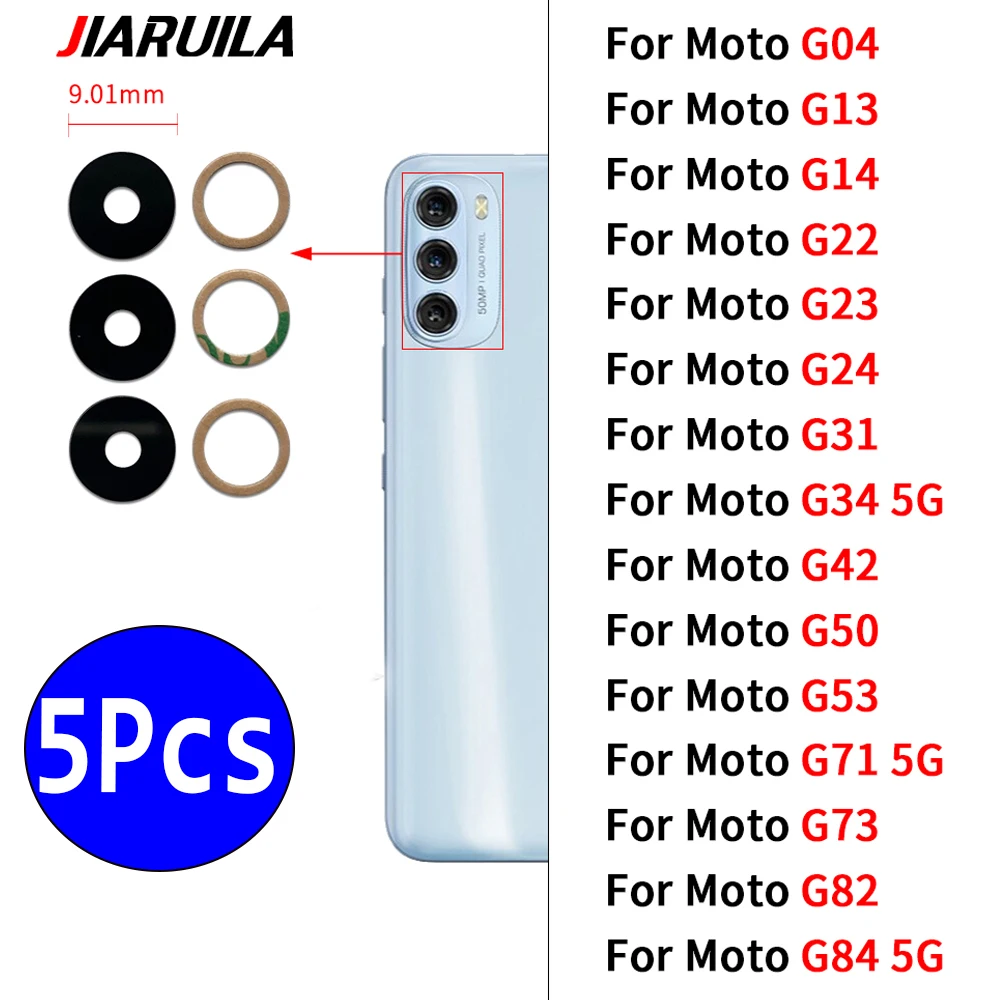 Фото 5 шт., стеклянная линза задней камеры с клеем для Moto G04 G73 G82 G13 G14 G22 G23 G24 Power G31 G42 G50 G53 G71 G34 G84 5G G85 №1