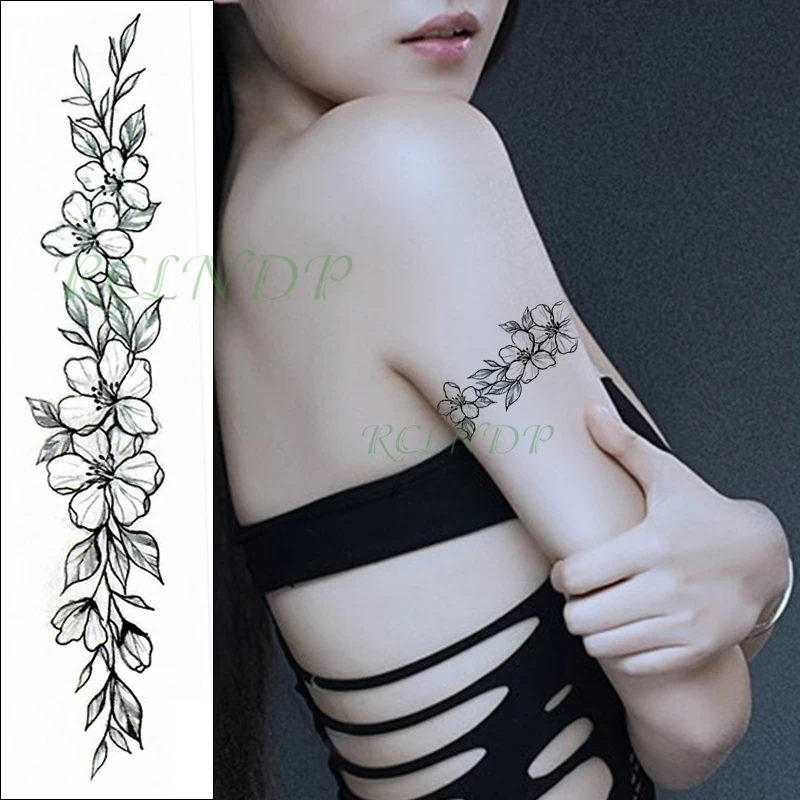 

Waterproof Temporary Tattoo Sticker lovely flower totem band Fake Tatoo Personality Flash leg Arm Foot Tatto for Girl Women Men