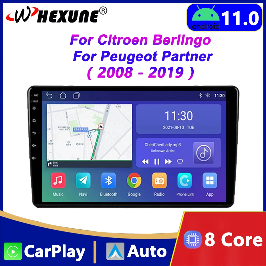 

Автомобильный радиоприемник, мультимедийный плеер для Citroen Berlingo 2 B9 Peugeot Partner 2008-2018 Android 11, автомобильный GPS-навигатор для Carplay