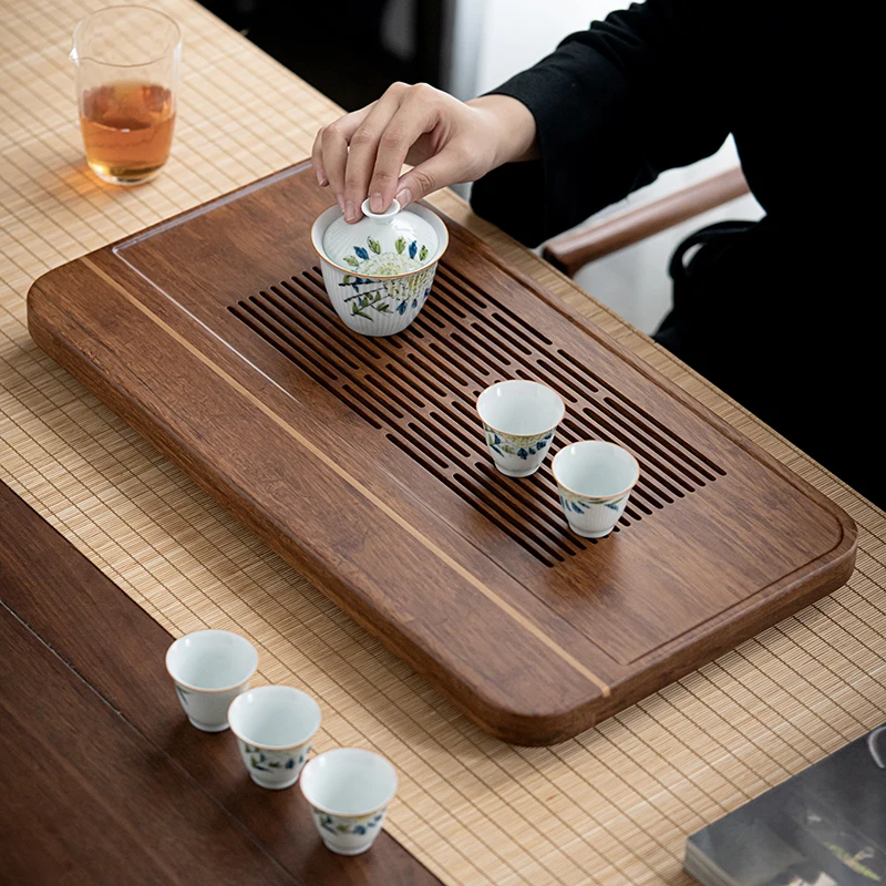 

Plates Drainage Tea Trays Bamboo Coffee Serving Drips Luxury Tea Trays Chinese Saucer Bandeja De Madera Trays Decorative