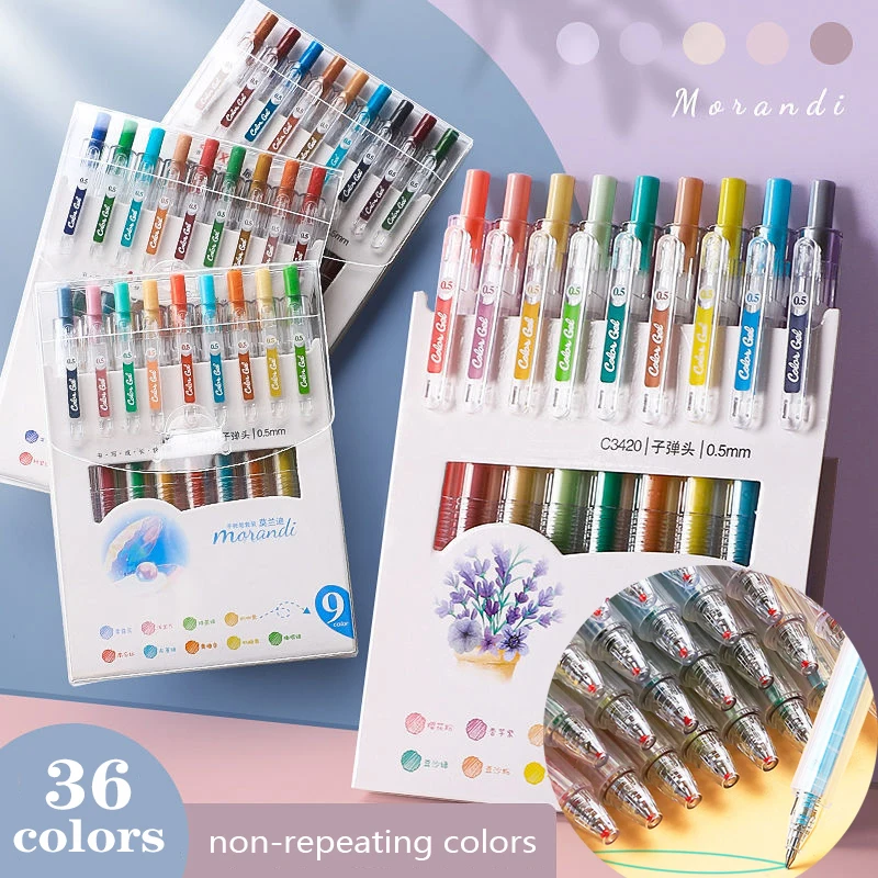 

9 Pcs/set Colored Gel Pens Set Highlighters Retractable Kawaii Ballpoint Back To School Markers Office Art Supplies Stationery