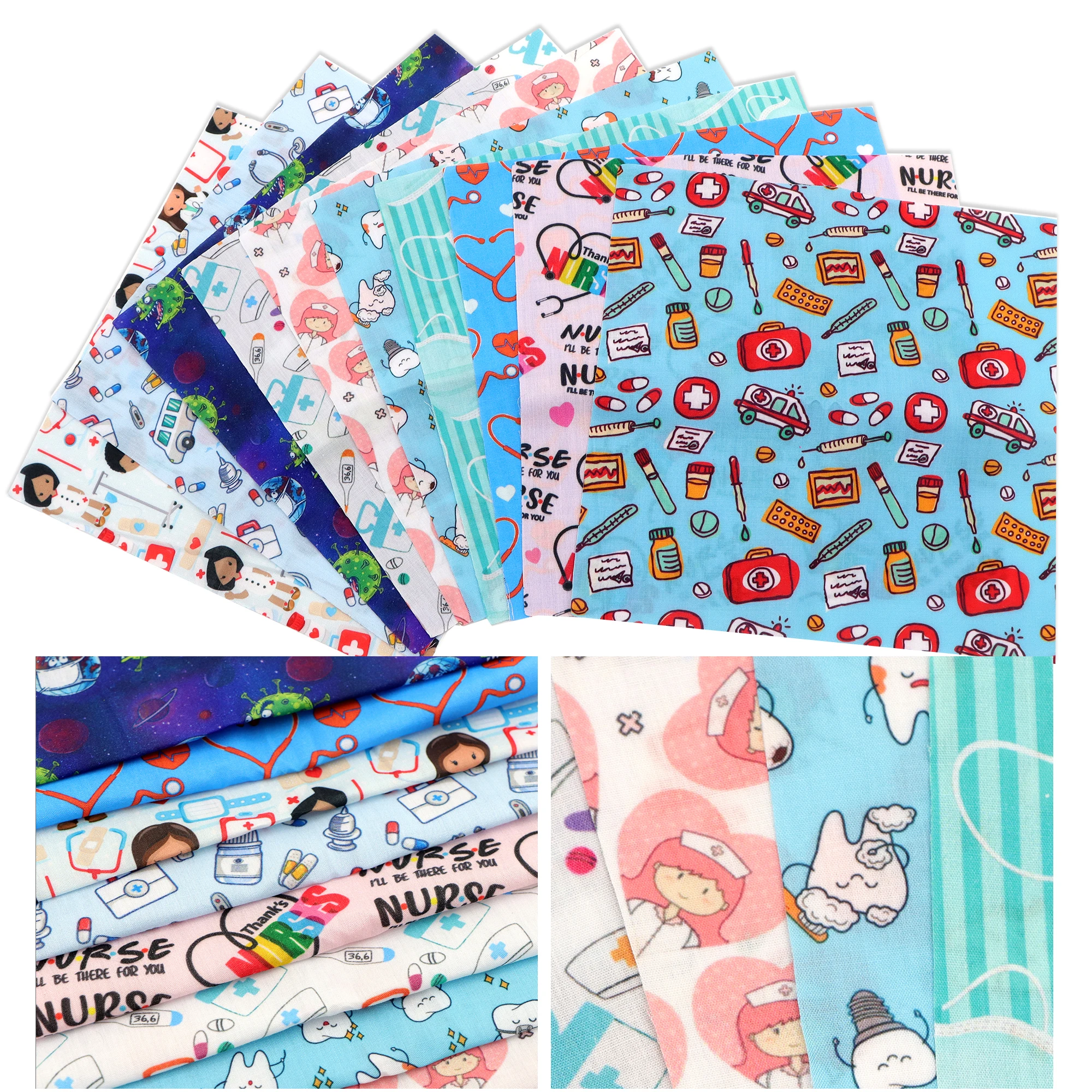 10 шт. 20*20 см/50*45 см медсестра сердце полиэстер хлопковая ткань стеганая лоскутная