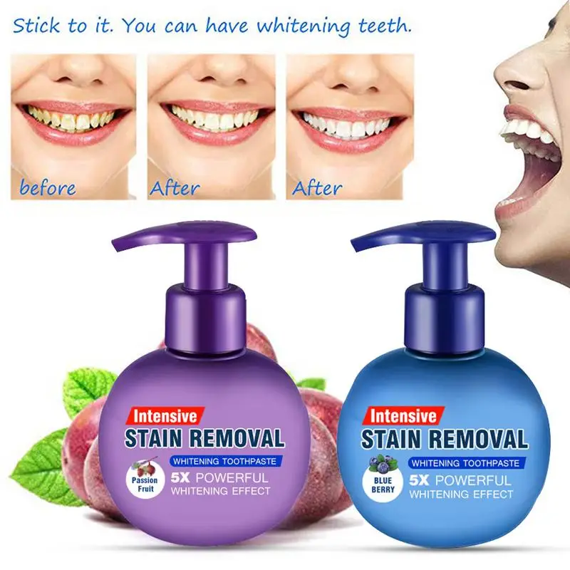 

1Pcs Soda Whitening Toothpaste Passion Fruit Blueberry Toothpaste Stain Removal Whitening Baking Soda Toothpaste Tooth Care
