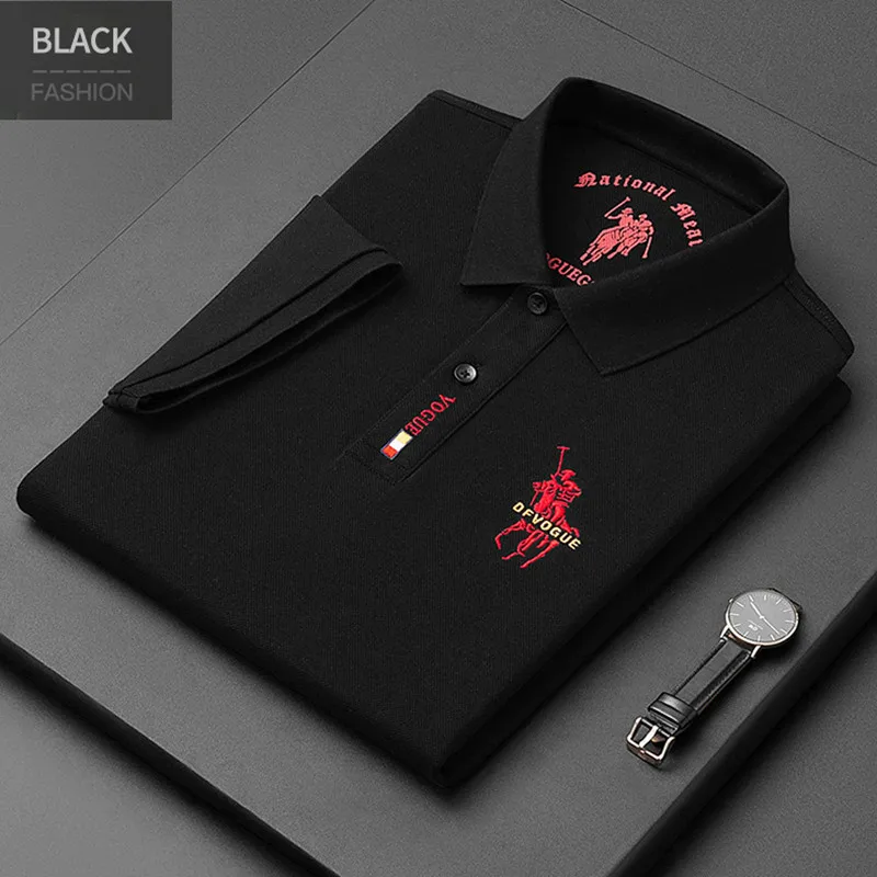 

2023 New Polo Shirt Men's Solid Color Casual Cotton Polo Men's Slim Fit Embroidery Short Sleeve Men's Summer Polo