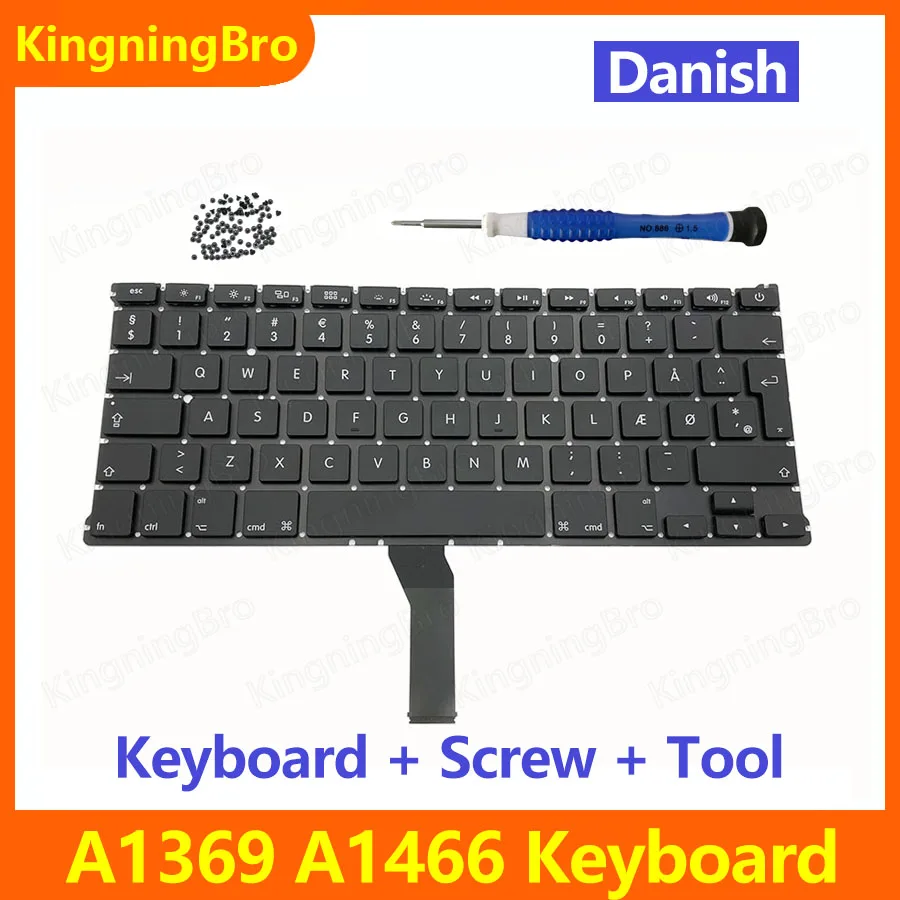 

New Replacement Keyboard / Screw Set For Macbook Air 13" A1369 A1466 Denmark Danish Keyboard 2011 2012 2013 2014 2015 Year