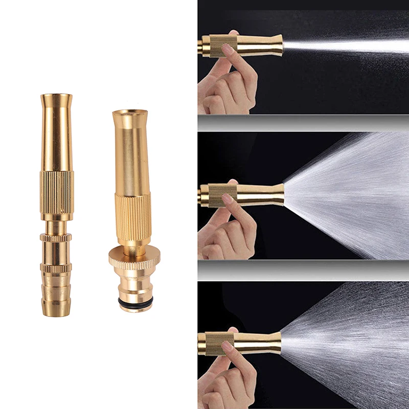 

Garden Brass Adjustable Spray Gun Hose Nozzle High Pressure Straight Copper Gun For Car Wash Watering Flower Garden Hose Wand