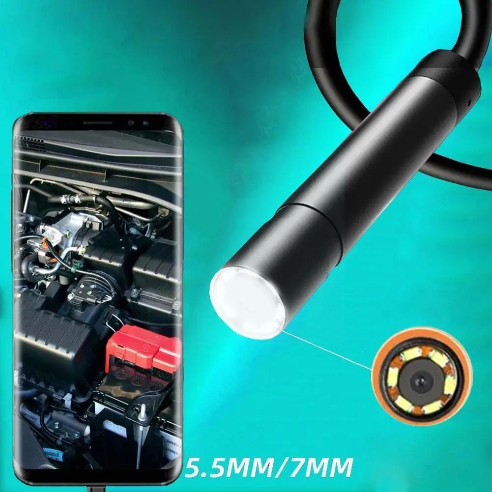 

Mini Endoscope Camera Waterproof Endoscope Borescope Adjustable Soft Wire 6 LEDS 7mm Android Type-C USB Inspection Camea fo R7K1