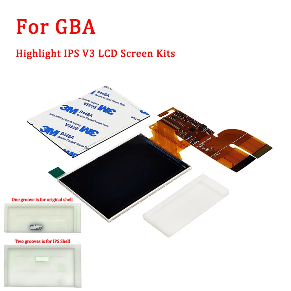 IPS V3 Full Screen LCD Kits for Nintendo GBA backlight lcd screen 15 Level High Brightness IPS LCD V3 Screen For GameBoy Advance