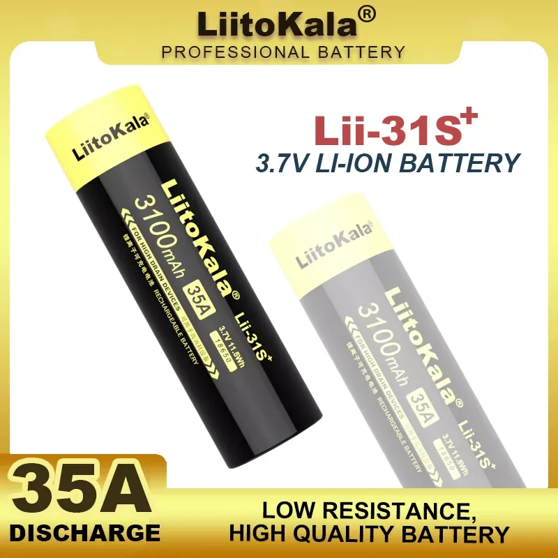 

2023New New LiitoKala Lii-31S 18650 Battery 3.7V Li-ion 3100mA 35A Power Battery For High Drain Devices.