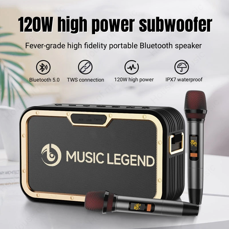 

Portable Wireless Bluetooth Speaker Small Subwoofer 120W High-power Stereo and TWS Technology Outdoor Karaoke Equipment with Mic