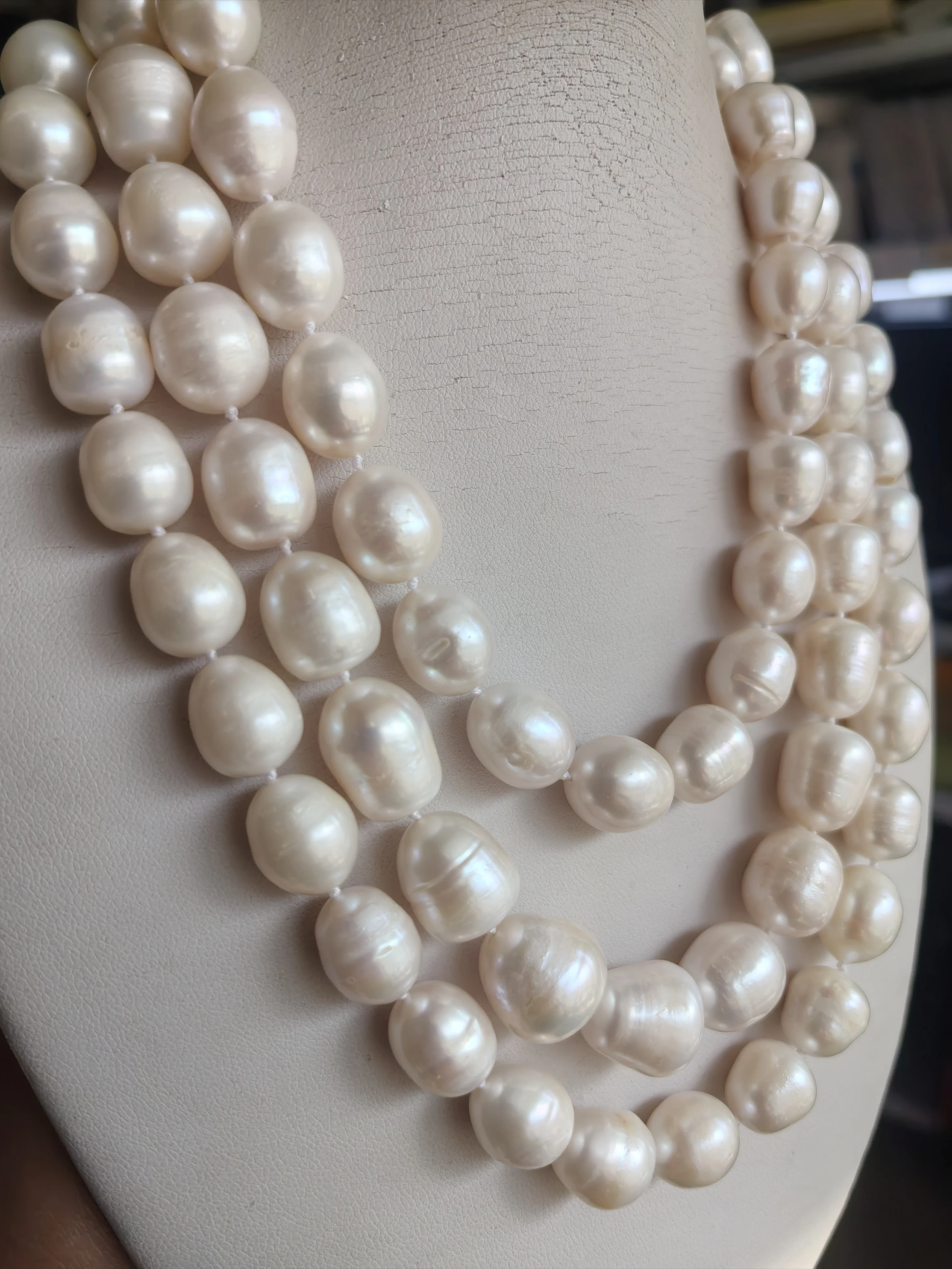 Длинное ожерелье в стиле барокко AAA + 11-13 мм с натуральной морской водой белый - Цена: 12147