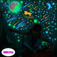 1084pcs luminous sticker glow in the dark kids wall decalsunicorn star crescent meteor wall stickers for bedroom party decor
